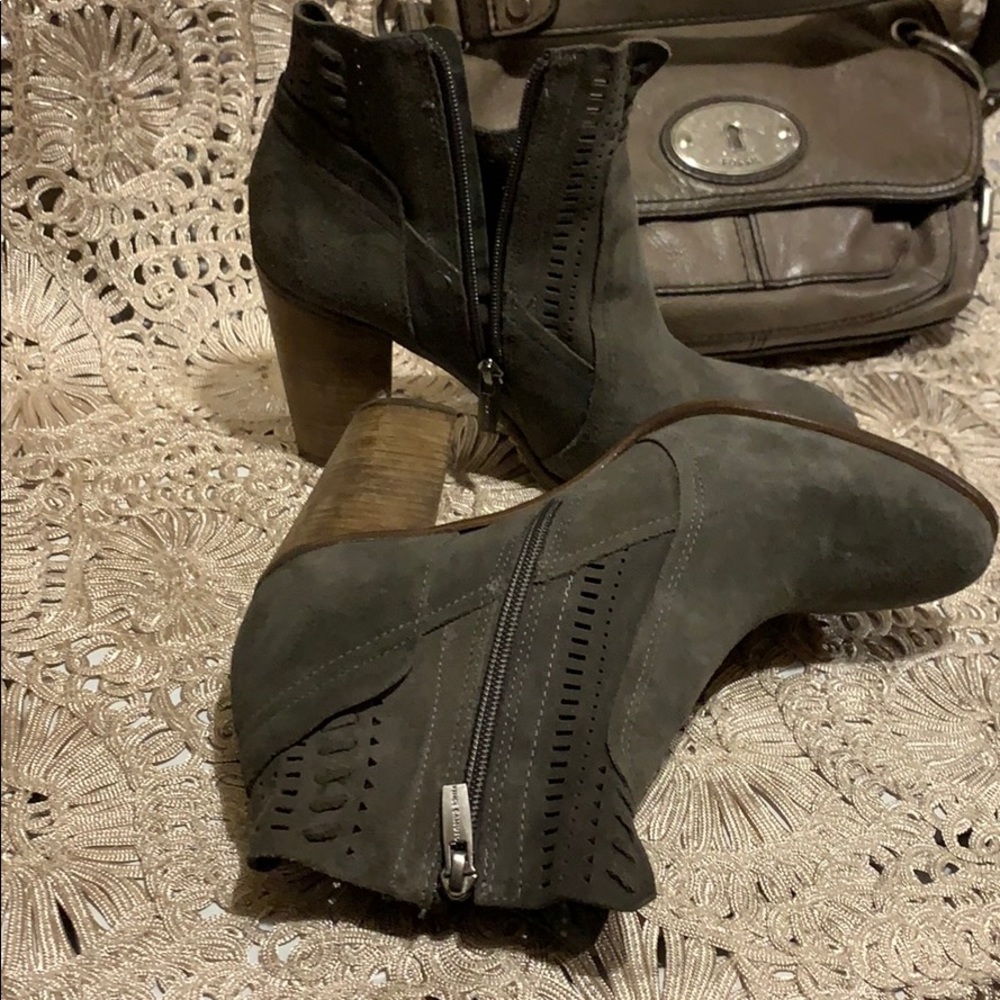 Vince Camuto gray leather ankle boots